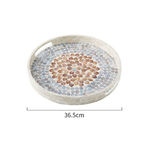 Morden Style High End Mother of Pearl <b>Serving</b> <b>Trays</b> Handmade Mother of Pearl Inlaid <b>Round</b> <b>Trays</b> for Decoration - Product Image 6