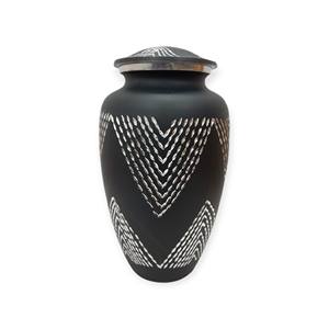 Urne commémorative moderne minimaliste bleue et argentée avec finition lisse, petite urne pour cendres - Product Image 2