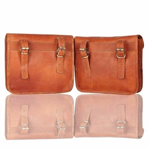 Conjunto de alforjas de cuero genuino para bicicleta y motocicleta, bolsas de lona deportivas Vintage de caramelo personalizadas, bolsas de viaje de moda, unisex - Product Image 4