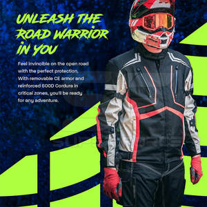 แจ็กเก็ตแข่งรถมอเตอร์ไซด์มีแถบสะท้อนแสงและมีซับในถอดได้สำหรับทุกสภาพอากาศ - Product Image 5