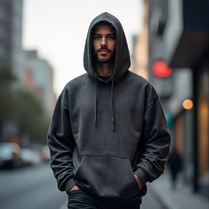 Sweats à capuche pour hommes 100% coton 500gsm Sublimation Pullover Hoodies Streetwear Jogging Hoodie imprimé pour hommes - Product Image 2