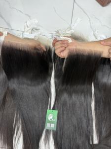 100% cabello humano natural Ligero HD encaje Cierre de encaje transparente/Frontal Natural Negro Natural Recto - Product Image 3