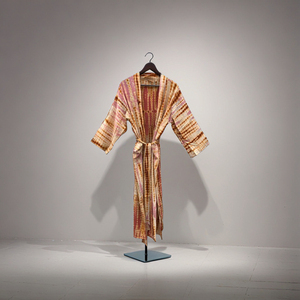 Elegante Kimono rosa e nero 100% di seta abito da donna di lusso Loungewear per Spa Resort lunga <span class=keywords><strong>vestaglia</strong></span> per casa su misura - Product Image 2