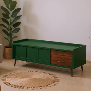 Consola multimedia de madera de teca maciza verde oliva de diseño moderno de alta calidad para sala de estar y muebles para el hogar - Product Image 1