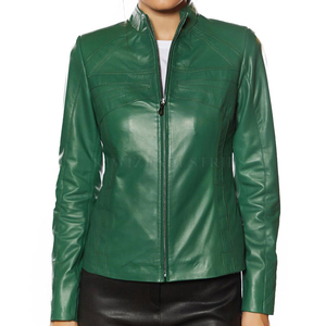 แจ็กเก็ตหนังแท้สำหรับผู้หญิงเสื้อแจ็กเก็ตหนังแท้แบบ100% ระบายอากาศผลิตตามสั่ง - Product Image 1