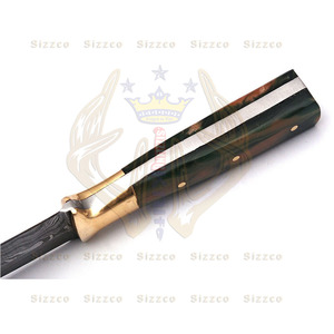 Beautiful Custom Handmade Damascus Steel Fixed Blade Hunting Camping Skinner <b>Knife</b> Handle Resin with Brass Clip - Product Image 6