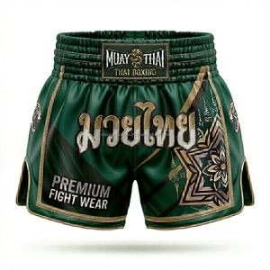 Shorts de Muay Thai OEM avec logo personnalisé, en polyester satiné, pour la boxe, le kickboxing et les arts martiaux, fabrication en gros - Product Image 2