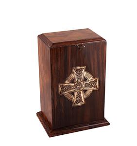 Urnas de cremación de madera de palisandro para cenizas humanas para adultos, almacenamiento de cenizas conmemorativo funerario hecho a mano (Cruz Celta de 250 pulgadas cúbicas) - Product Image 6