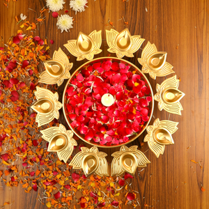 Juego de Diyas de Hierro con Diseño Tradicional de Loto, Lámpara de Aceite Decorativa Hecha a Mano de 14 Pulgadas para Pooja, Diwali y Decoración Festiva del Hogar - Product Image 3