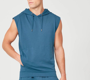 Sweat à capuche d'été en coton spandex personnalisé sweats à capuche sans manches fitness entraînement personnalisés - Product Image 1