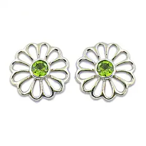 Vintag Vintage 925 Silver Stud <b>Earrings</b> Peridot Flower 14K 18K Gold Diamond Agate Zircon Geometric Shape for Women Engagement - Product Image 1