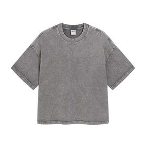 Camiseta con Logotipo Personalizado al por Mayor, Camiseta de Algodón Grueso de Estilo Holgado con Lavado Ácido y Estampado Sólido - Product Image 6