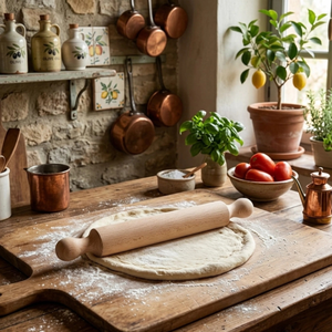 Rouleau à pâtisserie en bois de hêtre 30 cm, finition brute, pour pâte à pierogi et pâtes, vente en gros, logo personnalisé - Product Image 2