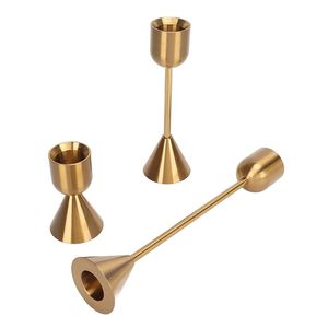 Haute qualité plaqué or métal laiton bougeoir Unique décor à la maison pilier bougeoir pour noël et mariages boîte emballée - Product Image 1