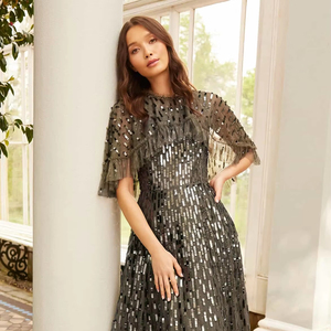 Robes longues de soirée pour femmes, nouvelle mode, avec des perles et des paillettes grises, robes de soirée longues en cristal - Product Image 1