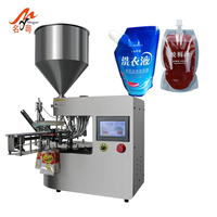 Machine de remplissage et de bouchage semi-automatique pneumatique à moteur PLC pour sachets souples, pour l'emballage de thé, de savon liquide, de shampoing, d'alcool et d'huile