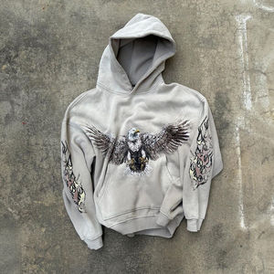 Sudaderas con capucha de alta calidad String less Streetwear Heavy Top Drop Shoulder Heavy última moda pesar Sudaderas con capucha en blanco Negro Sudadera con capucha Hombres - Product Image 6