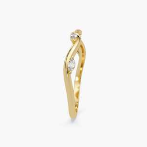 14K Gold Marquise Lab Diamond Wave <b>Ring</b> Minimalist Stacking Band <b>Statement</b> <b>Ring</b> Engagement Bridal for Jewelry Gift - Product Image 4