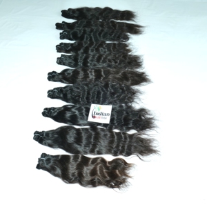Extensions de cheveux humains naturels 100% alignés dans le sens des cuticules, provenant du Temple indien du Tamil Nadu, Remy non traités, bouclés, en paquet, à double trame machine - Product Image 4