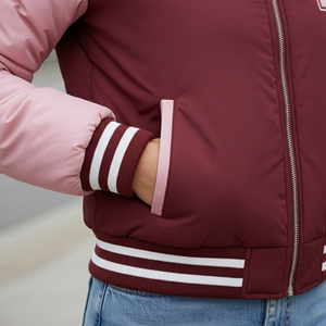 แจ็กเก็ตทีมเบสบอลสำหรับผู้หญิงสไตล์เท่ๆกันลมผ้าฝ้ายบางฤดูหนาวฤดูใบไม้ร่วง - Product Image 5