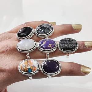 Anillo de Mujer con Granate Natural, Coral, Turmalina, Rubí, Lapislázuli, Cuarzo, Labradorita, Joyería Hecha a Mano, Anillo de Plata de Ley 925 - Product Image 3