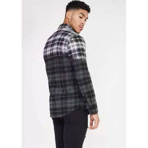 Chaqueta de Motociclista de Franela con Armadura Oculta Personalizada para Hombre y Mujer, Talla Grande, Color Negro Grisáceo Degradado, Alta Visibilidad, Diseño a Cuadros, Algodón Suave Cepillado - Product Image 4