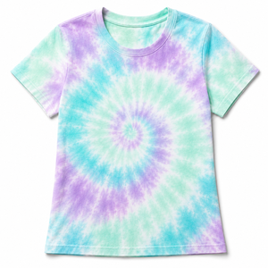 เสื้อยืดผู้หญิงสีพาสเทลลายมัดย้อม ทรงปกติ ผ้าฝ้าย 100% คอกลม แขนสั้น สไตล์ลำลอง เสื้อผ้าสตรีทแวร์สำหรับฤดูร้อน รับผลิตตามแบบ OEM - Product Image 3