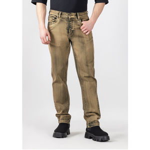 Pantalon en jean vintage de couleur marron, jean pour homme, coupe droite, 5 poches, jean pour homme, prix de gros, OEM personnalisé, mode - Product Image 5