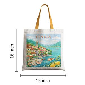 Bolsa de Tela de Algodón con Estampado del País Más Visitado de Italia, Personaliza tu Bolsa con la Emoción de tu País - Product Image 5