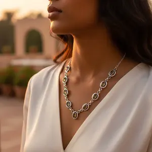 Women's Trendy 925 Silver <b>Necklace</b> with Rhodium Plated Butterfly and Flower Shaped Gemstone Diamond <b>Pearl</b>-<b>Gold</b> Jewelry Gift - Product Image 1