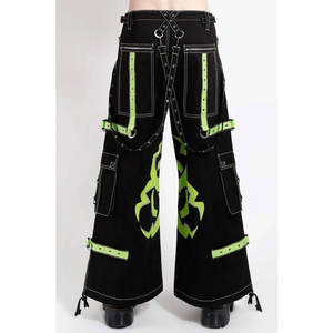 Pantalones Góticos de Diseño Mega Biohazard para Hombre al por Mayor, Negros/Verde Lima, Ajustables, con Bolsillos Profundos - Product Image 3