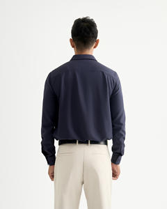 <b>Men's</b> <b>Long</b> <b>Sleeve</b> Coffee-Dyed Fitted Solid <b>Casual</b> Business Autumn Breathable <b>Shirt</b> <b>S</b>.Cafe Fabric Single Button Custom Routine - Product Image 2