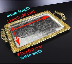 Bandeja de Servir de Diseño de Lujo en Plata y Oro con Borde Ornamentado, Perfecta para Bodas, Fiestas y Decoración de Mesa, de la India - Product Image 5