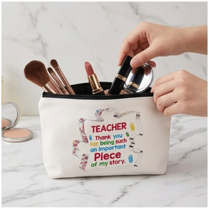 Teacher Appreciation Cosmetic Bag Zipper <b>Makeup</b> Pouch Stationary Cute Message Toiletry <b>Case</b> for Gift and School Use 22x13.5cm - Product Image 3