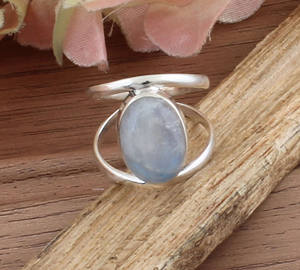 Anillo de Plata de Ley 925 con piedra lunar de arcoíris Natural, anillo de piedras preciosas hecho a mano, joyería Bohemia Vintage para mujer, Idea de regalo - Product Image 1