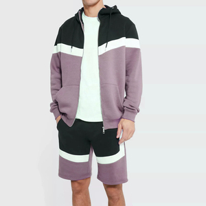 Solid Plus Size Winter Pullover Hoodie & Shorts Set for Men-Casual Sports Activewear - Product Image 1