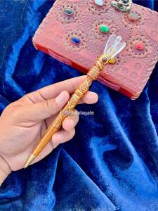 Stylo ange en cristal fabriqué à la main en gros Instrument magique de guérison en bois pour le travail énergétique Reiki Cadeaux spirituels Stylo promotionnel - Product Image 2