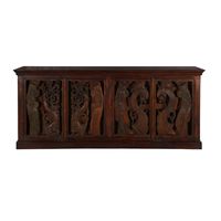 Buffet de bar et de salle à manger moderne pour la maison, en bois de teck massif, artisanal, avec portes sculptées complexes, style rustique et matériaux recyclés, pour salon et chambre