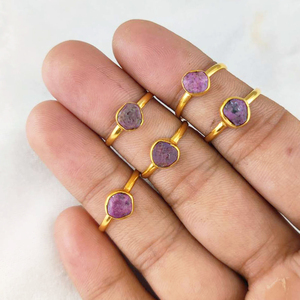 "Ruby Raw Gemstone <b>Ring</b> 925 Sterling Silver <b>Gold</b> Vermeil Collate Set Jewelry Making Supplies for Fine <b>Rings</b> Women's Jewelry - Product Image 2