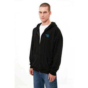 Sudaderas con capucha con cremallera de gran tamaño para hombre de lana gruesa con dobladillos elásticos y diseño de cuello alto Sudadera con capucha con cremallera de gran tamaño para hombre - Product Image 5