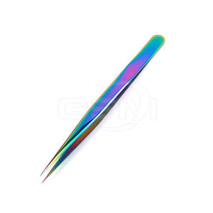 Best Selling Premium Quality Stainless Steel <b>Eyelash</b> <b>Tweezers</b> Low MOQ Multi-Color Collection - Product Image 1