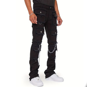 Fabricants de jeans slim fit pour hommes sur mesure, vente en gros, jeans skinny de motard noirs de haute qualité, tendance, pour hommes - Product Image 3