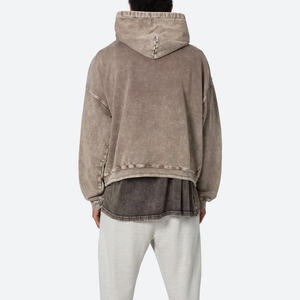 Sudadera con Capucha para Hombre, Diseño Moderno, Lavado Ácido, Bordada, Estilo Vintage, Felpa Gruesa, 100% Algodón, Teñido Liso, para Invierno - Product Image 4