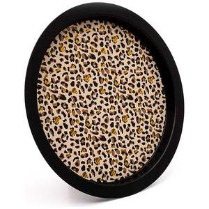 Plateau décoratif rond en métal motif léopard doré Ø 370 mm - Product Image 1