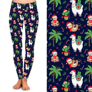 2025 personalizado Navidad impreso deporte gimnasio Fitness entrenamiento alta cintura Yoga pantalones mujeres Leggings - Product Image 4