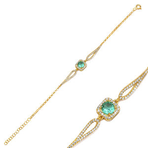 Square Shape <b>Aquamarine</b> CZ Stone Turkish Handmade Wholesale 925 Sterling Silver Jewelry - Product Image 1