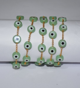 Magnifique chaîne de chapelet en perles d'œil de péridot vert de 4 mm, plaquée or, faite à la main, pour la fabrication de bijoux - Product Image 1