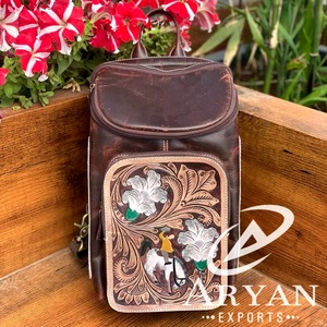 Venta al por mayor de cuero genuino personalizado a mano portátil al aire libre multifunción pecho bolsa pelo en cuero de vaca Floral señoras Sling bolsas - Product Image 1