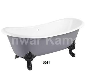 Tina de hierro fundido Lena de 72 "-Borde enrollado-Pies de monarca negros-Gris oscuro - Product Image 1