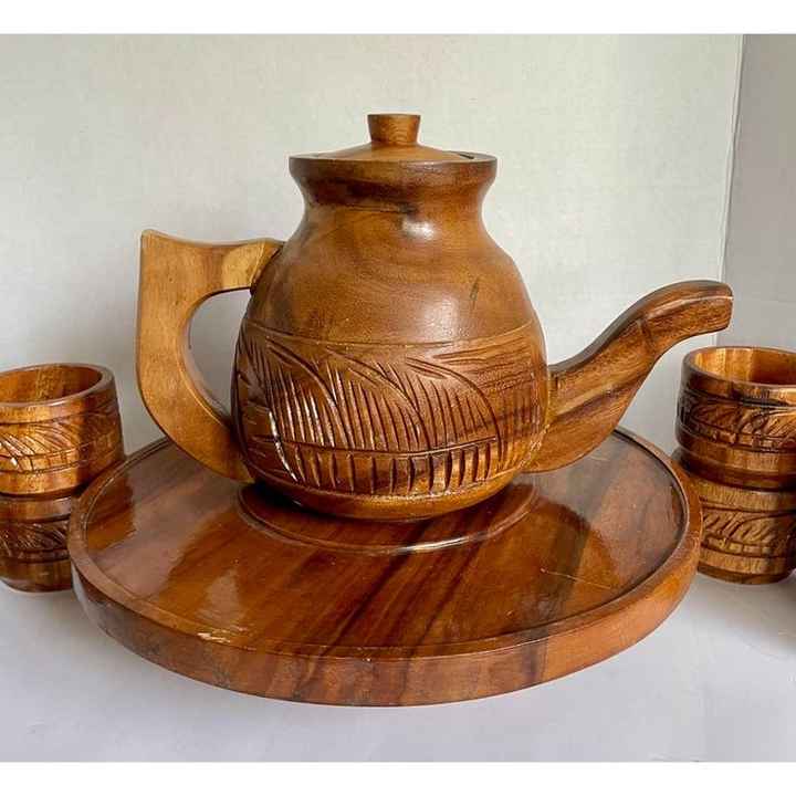 TEA  REQUIREMENTS; Customizable Logo Printed Coconut Wooden Afternoon Tea Set Handicraft Sustainable 300ml Wood Drinkware